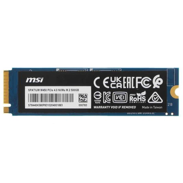 Накопитель SSD 500GB MSI Spatium M450 M.2 2280 PCIe 4.0 x4 NVMe 3D