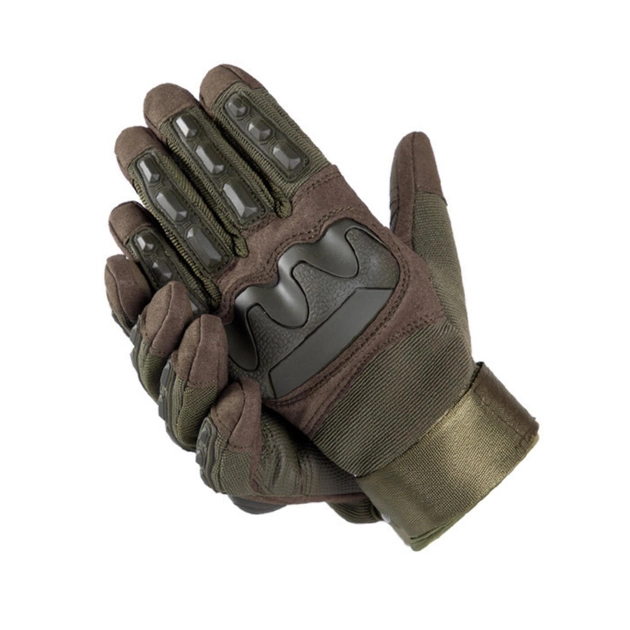 Рукавички тактичні військові-армійські сенсорні CAMO із захистом кісточок кулака дихаючі, бойові M Olive CMO911 - зображення 2
