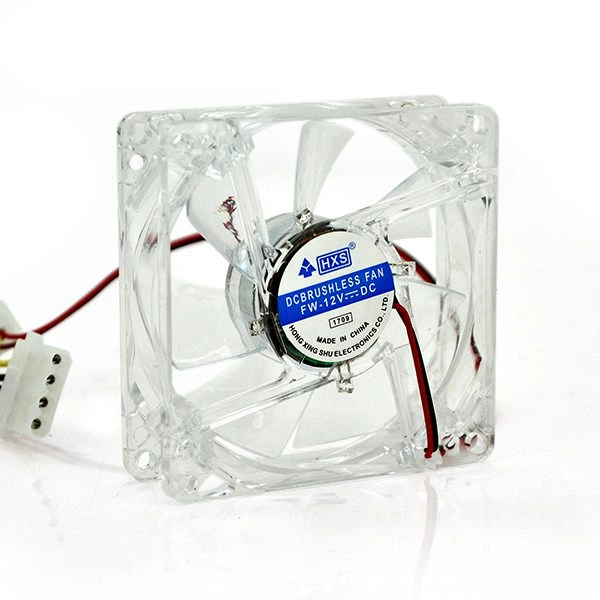 Кулер корпусной Merlion HXS 8025 прозрачный DC sleeve fan Molex 4+4pin - 80 80 25мм, 1500об/мин - изображение 1
