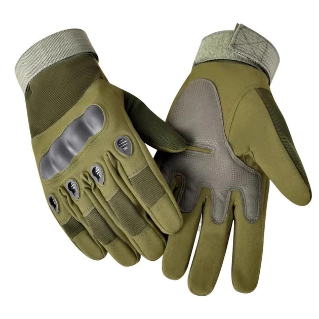 Тактичні повнопалі рукавички (велорукавиці, моторукавиці) Eagle Tactical ET-12 Green Розмір М - зображення 1