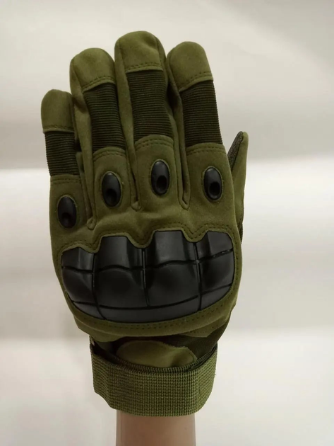 Перчатки тактические полнопалые с защитой M олива 043-3-2022 - изображение 1