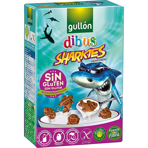 Печиво без глютену і лактози Sharkies Gullon, 250 г - Фото 1 Печиво без глютену і лактози Sharkies Gullon, 250 г - зображення 1