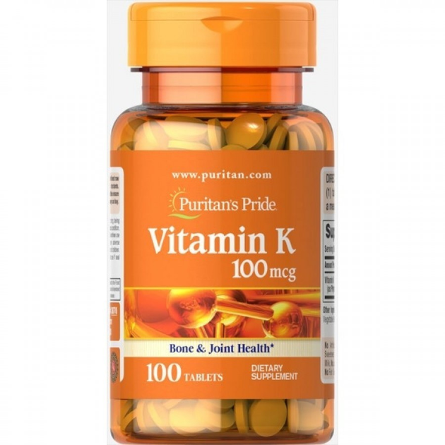 Витамин К, Vitamin K, Puritan's Pride, 100 мкг, 100 таблеток (PTP-13070 ...