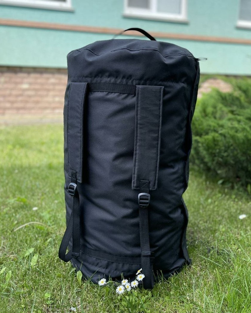 Сумка баул-рюкзак влагозащитный тактический армейский военный 100 л Черный - изображение 2
