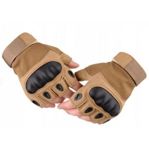 Тактические перчатки без пальцев Oakley цвет бежевые Tactical Gloves PRO beige для ЗСУ ТРО ССО размер L - изображение 2