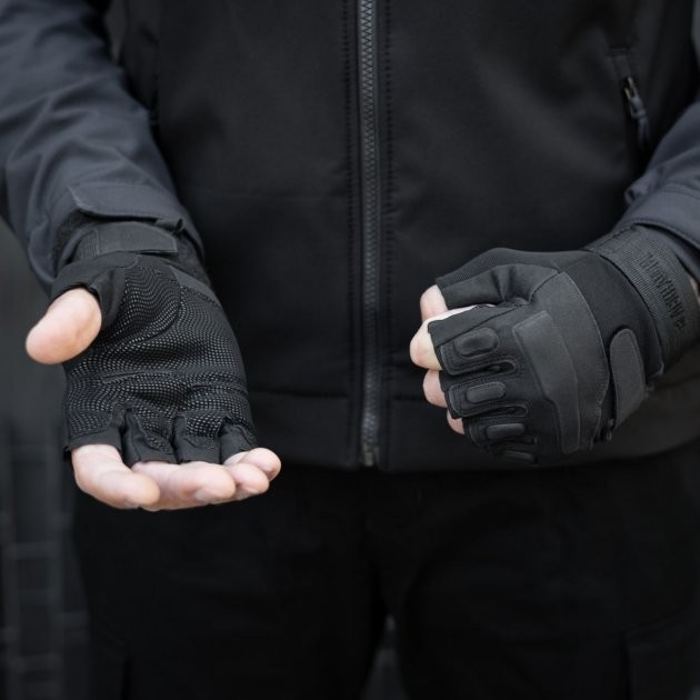 Тактичні рукавички безпалі HIMARS колір темний Tactical Gloves PRO black для ЗСУ ТРО ССО розмір L - зображення 1