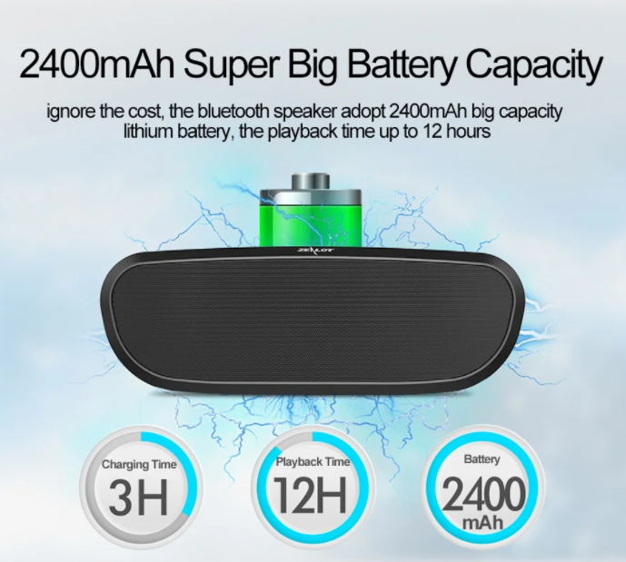 Портативна bluetooth-колонка Zealot S9 1470650065 черная - изображение 2