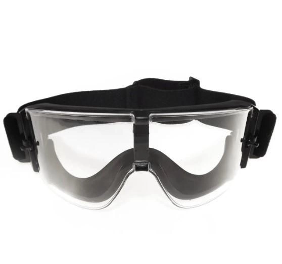 Захисні тактичні окуляри-маска на резинці з прозорими лінзами (SD_GL_01 Black) - зображення 1