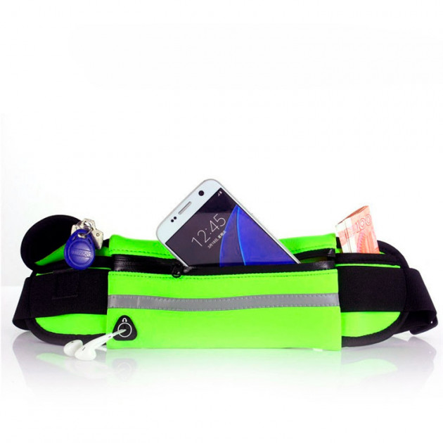 Сумка для бега на пояс RunBag с карманом на бутылку Green (HbP0506202 ...