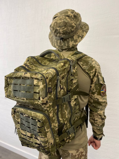 Рюкзак тактический, военный, крепкий UKR-TAC, Cordura 600D пиксель 55 л - изображение 2