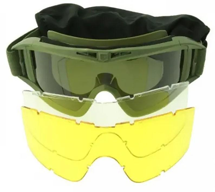Защитные очки тактические STS Black, защитная маска со сменными линзами - изображение 2