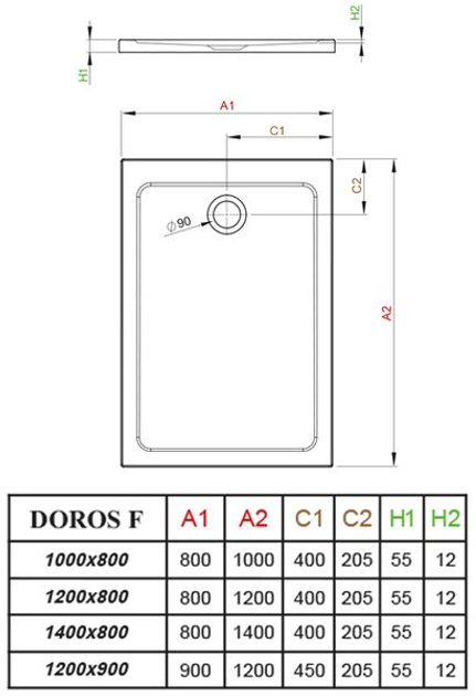 Душевой поддон RADAWAY Doros F 120x90 SDRF1290-01 - изображение 2