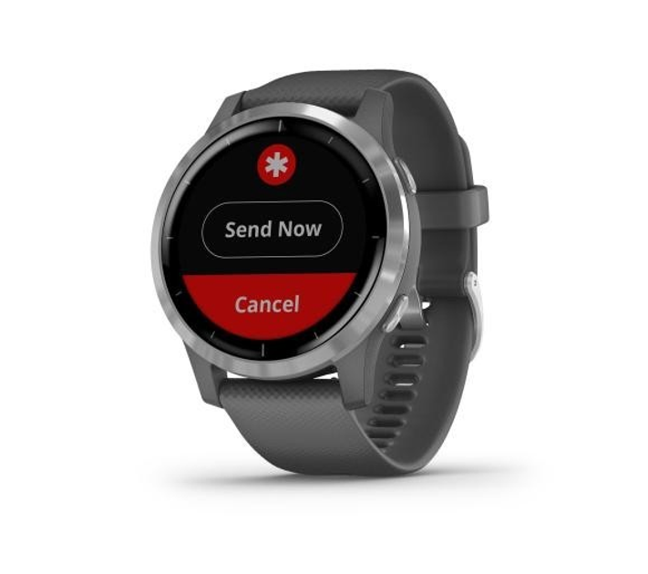 Garmin vívoactive® 4 Silver Stainless Steel Bezel with Shadow Gray Case and  Silicone Band 