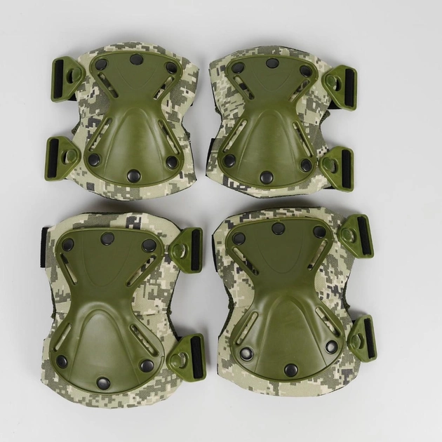 Комплект наколенники + налокотники с быстрым сбросом тактические для армии ЗСУ, Защитные Быстросъемные Пиксельный камуфляж - изображение 1