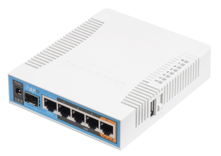 Бездротовий маршрутизатор Mikrotik hAP AC RB962UiGS-5HacT2HnT (AC, 720MHz/128Mb, 5x10/100/1000 Ethernet ports, 1xSFP, 2,5 dBi) - зображення 1