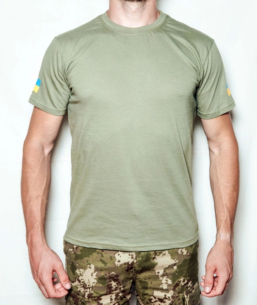 Тактическая футболка Олива ЗСУ светлая , летняя военная футболка мужская , футболка оливковая ВСУ . Размер XXL (54) - изображение 1
