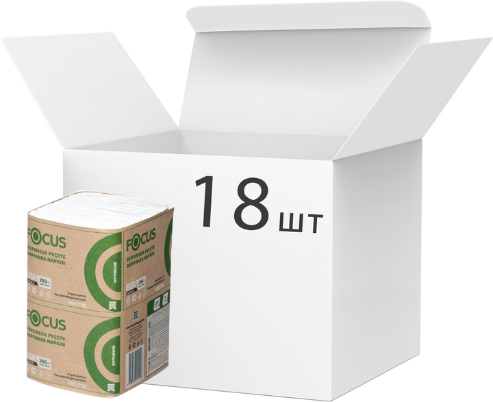 Упаковка салфеток диспенсерных Focus Optimum 18 х 24 см 1 слой 250 ...