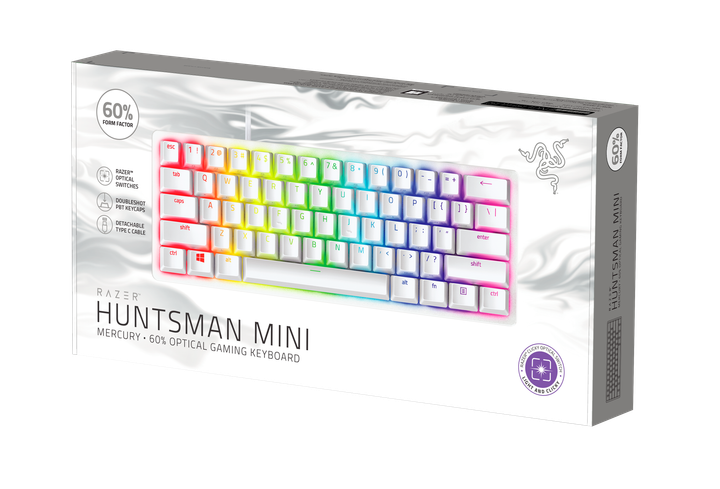 Klawiatura przewodowa Razer Huntsman Mini US Linear Optical Switch USB Mercury (RZ03-03390400-R3M1) - obraz 3