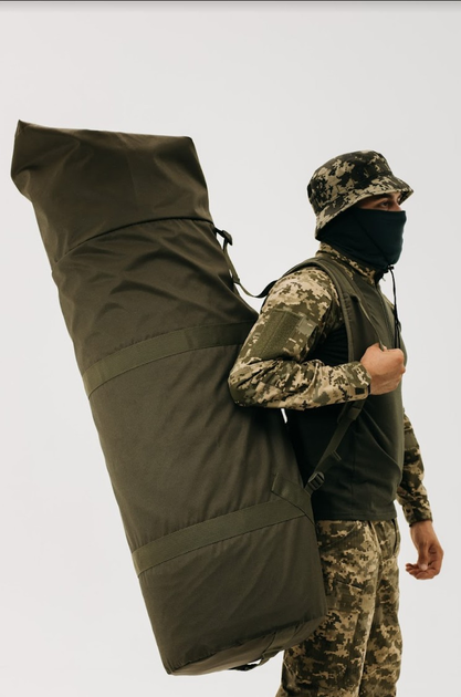 Баул тактический военный транспортный сумка-рюкзак 115 л Олива - изображение 1