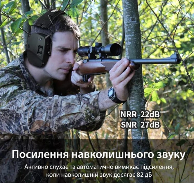Активные наушники складные тактические для стрельбы и защиты органов слуха с Bluetooth Prohear EM030 Green - изображение 2