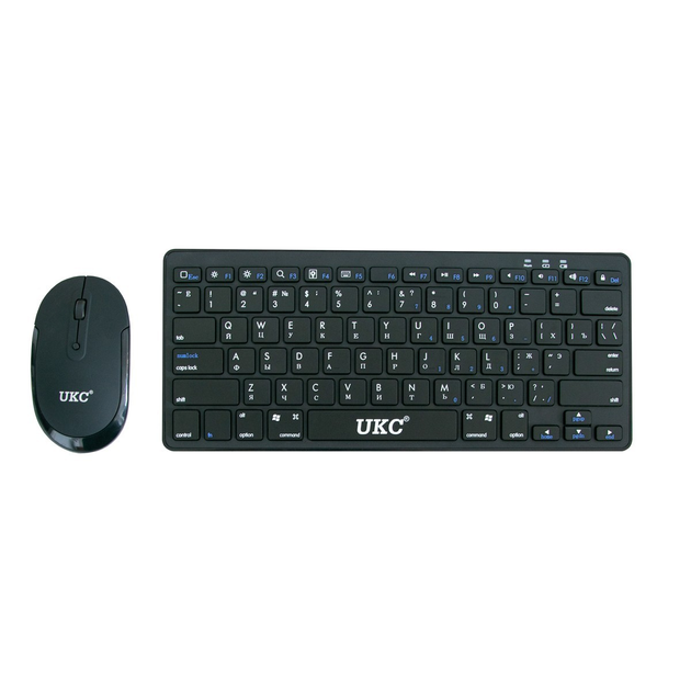 Беспроводная клавиатура и мышка для ноутбука Wireless WI-1214 Rechargeable мини клавиатура и мышь Блютуз (1009356-Black) - изображение 3