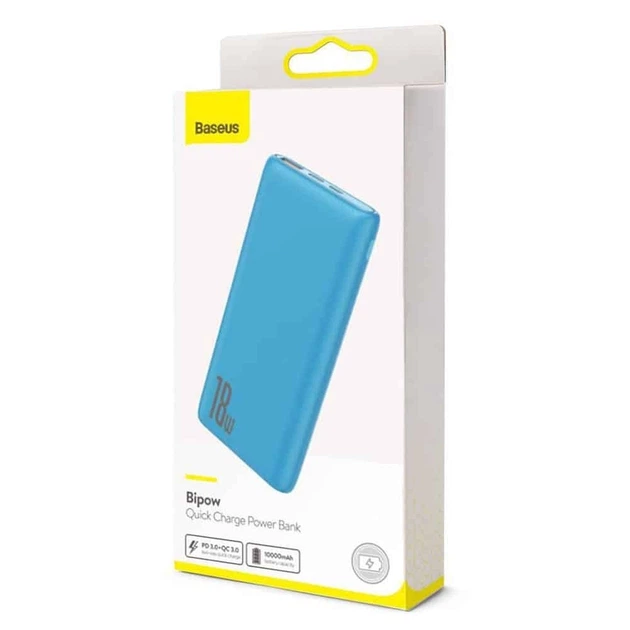 Внешний аккумулятор повербанк power bank Baseus Bipow 10000mAh |3A, 18W, PD/QC3.0, USB, Type-C, micro-USB| Blue - изображение 8