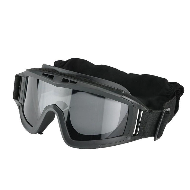 Тактические очки-маска армейские с двумя дополнительными линзами, чёрного цвета, TTM-09 №1 - изображение 1