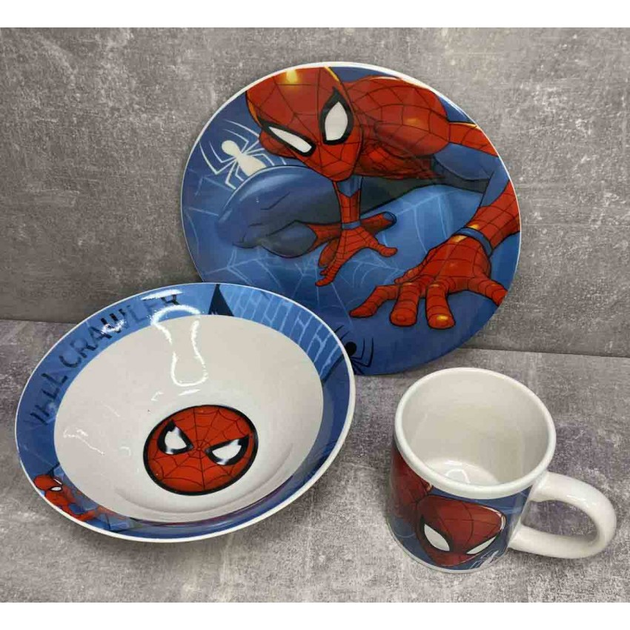 Набір дитячого посуду Спайдермен 3 предмети порцеляна ТМ-21 – фото .