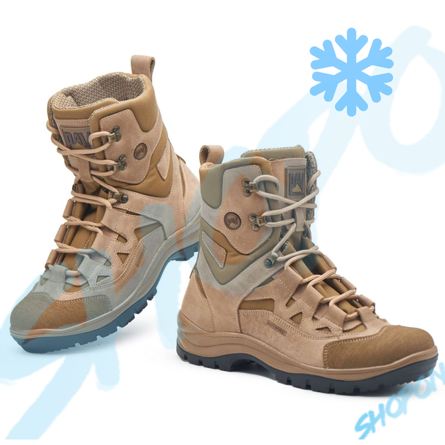 Берці зимові черевики тактичні чоловічі, туфлі тактичні чоловічі берці зимові, натуральна шкіра, розмір 39, Bounce ar. YQ-FD-8239, колір койот - зображення 1