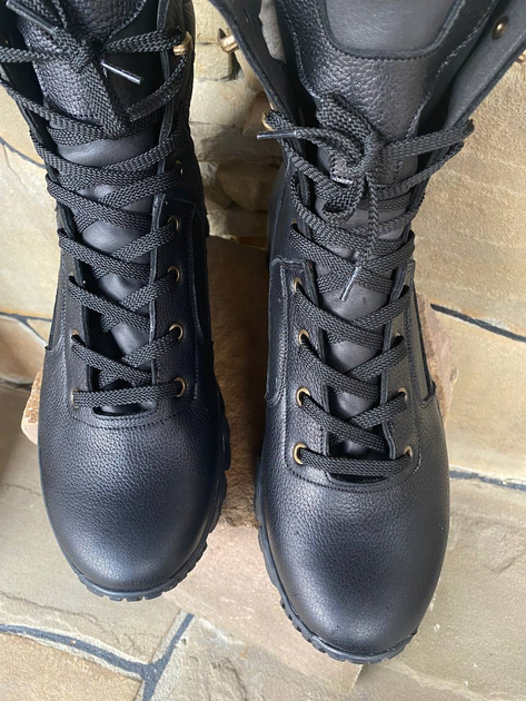 Берцы зимние ботинки тактические мужские, черевики тактичні чоловічі берці зимові, натуральна шкіра, размер 43, Bounce ar. TB-UT-1943, цвет черный - изображение 2