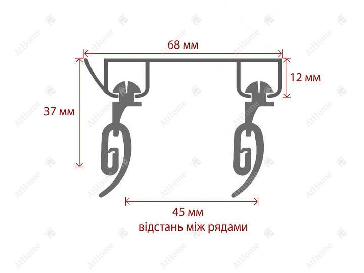 Стельовий карниз Quadrum DS подвійний посилений алюмінієвий 210 см Білий - зображення 2