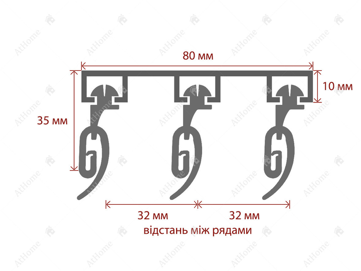 Стельовий карниз Quadrum потрійний посилений алюмінієвий 10 мм 110 см - зображення 2