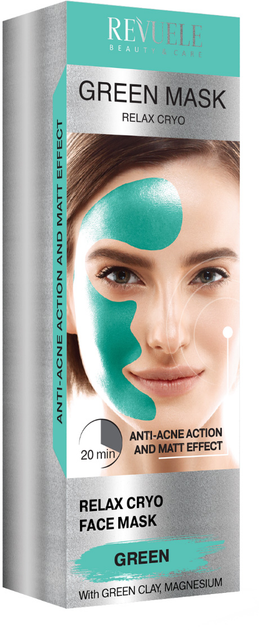 Зеленая маска для лица Revuele Anti-Acne Green Face Mask Cryo Effect 80 мл (3800225904285) - изображение 1