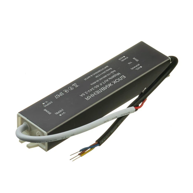 Блок живлення для LED стрічки 24V 60Вт (2.5А) герметичний IP65 AVT - зображення 2
