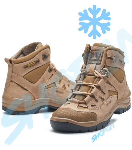 Черевики зимові тактичні чоловічі, туфлі тактичні чоловічі зимові, натуральна шкіра, розмір 43, Bounce ar. BT-RT-1143, колір койот - зображення 1