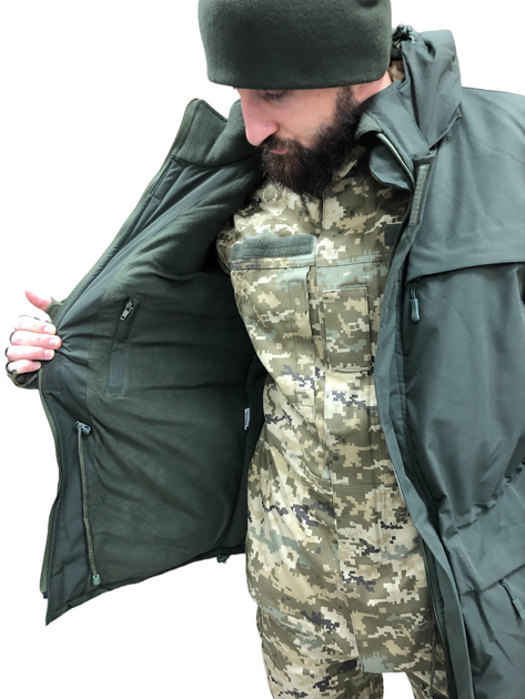 Тактическая куртка хаки всу мужская, зимняя утепленная с капюшоном Размер 48-50 рост 179-191 - изображение 2