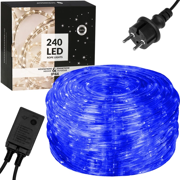 Светодиодная Гирлянда дюралайт уличная наружная Springos Rope Lights 10 м 240 LED CL1203 новогодняя синий - Фото 1 Светодиодная Гирлянда дюралайт уличная наружная Springos Rope Lights 10 м 240 LED CL1203 новогодняя синий - изображение 1