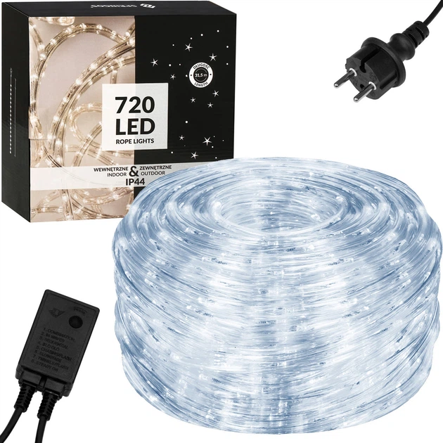 Світлодіодна Гірлянда дюралайт зовнішня вулична Springos Rope Lights 30 м 720 LED CL1208 новорічна холодний білий - Фото 2 Світлодіодна Гірлянда дюралайт зовнішня вулична Springos Rope Lights 30 м 720 LED CL1208 новорічна холодний білий - зображення 2