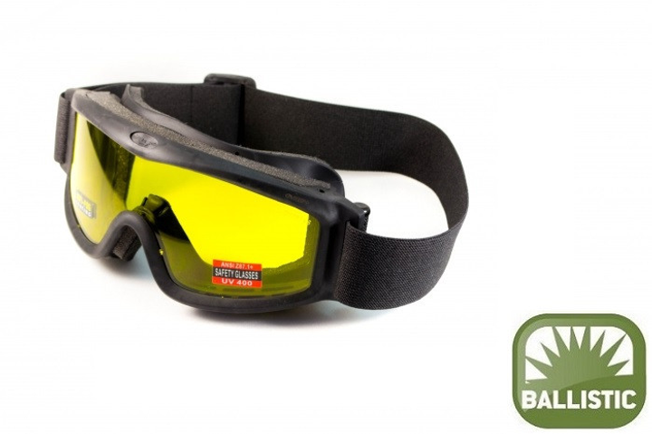 Окуляри захисні з ущільнювачем Global Vision Ballistech-3 (yellow) Anti-Fog, жовті - зображення 1