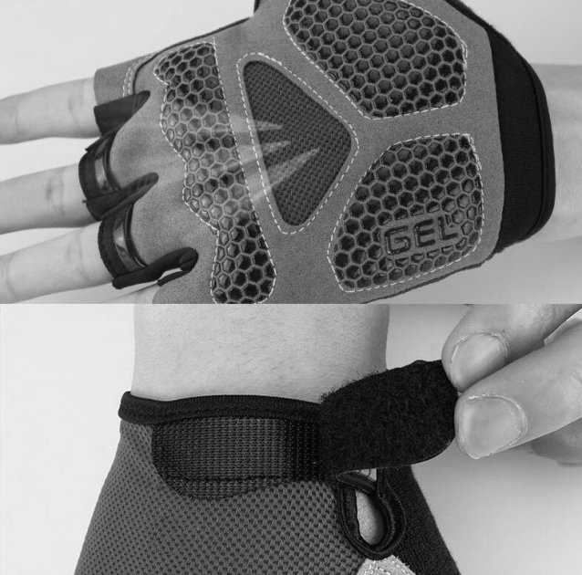 Велоперчатки без пальців Rogtoy з гелевими вставками M Black (PH050378) - зображення 5