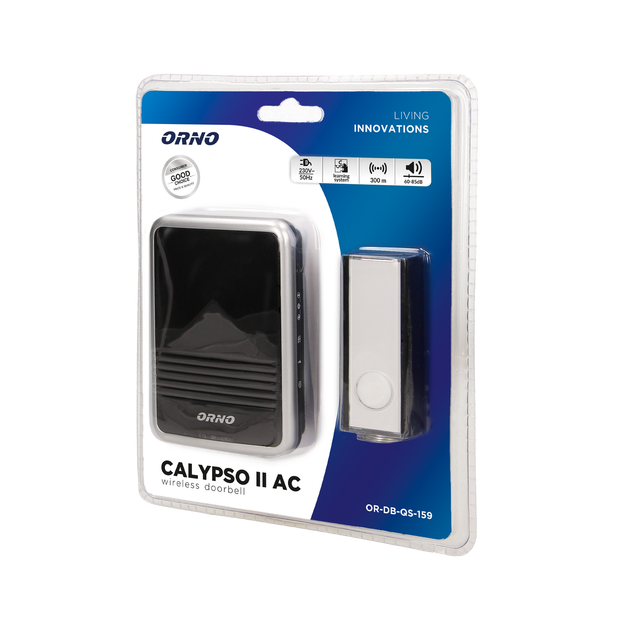 Звонок CALYPSO II AC 36 тоновый беспроводной черный OR-DB-QS-159 ORNO - изображение 2