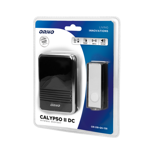 Звонок CALYPSO II DC 36 тоновый беспроводной черный OR(VI)-DB-QS-158 ORNO - Фото 2 Звонок CALYPSO II DC 36 тоновый беспроводной черный OR(VI)-DB-QS-158 ORNO - изображение 2