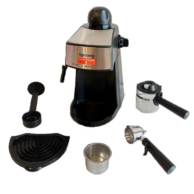Кофеварка рожковая Espresso Rainberg RB-8111 с капучинатором 3,5 бар 2200W Черная (543186) - изображение 7
