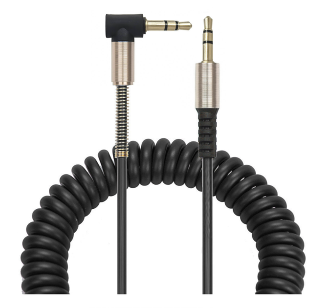 Кабель DK AUX Metal Spiral 150см Mini-Jack на Mini-Jack (black) - Фото 1 Кабель DK AUX Metal Spiral 150см Mini-Jack на Mini-Jack (black) - изображение 1