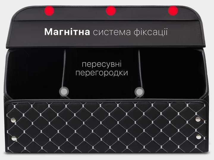 Автомобильный органайзер (саквояж) в багажник Lexus/Лексус черно-серый размер L с премиум экокожи 0105L - изображение 2