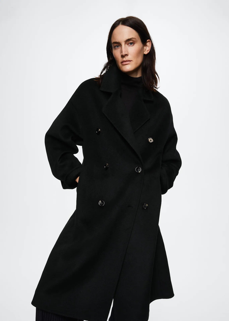 Пальто осеннее длинное женское Mango 37715130-99 S Черное ...