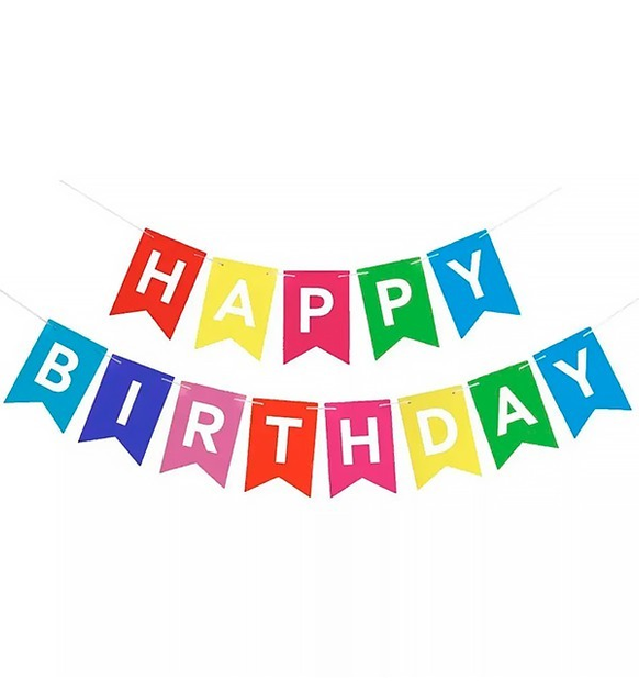 Гирлянда из флажков "Happy Birthday color", длина - 3 м., картон ...