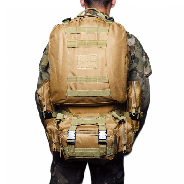 Рюкзак тактический военный ЗСУ штурмовой molle 50 л койот - изображение 2