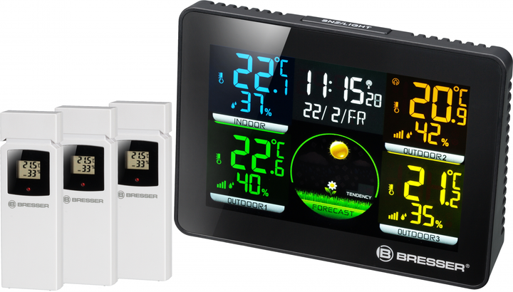 Метеостанция Bresser Quadro NLX Colour Black с 3 датчиками - изображение 1