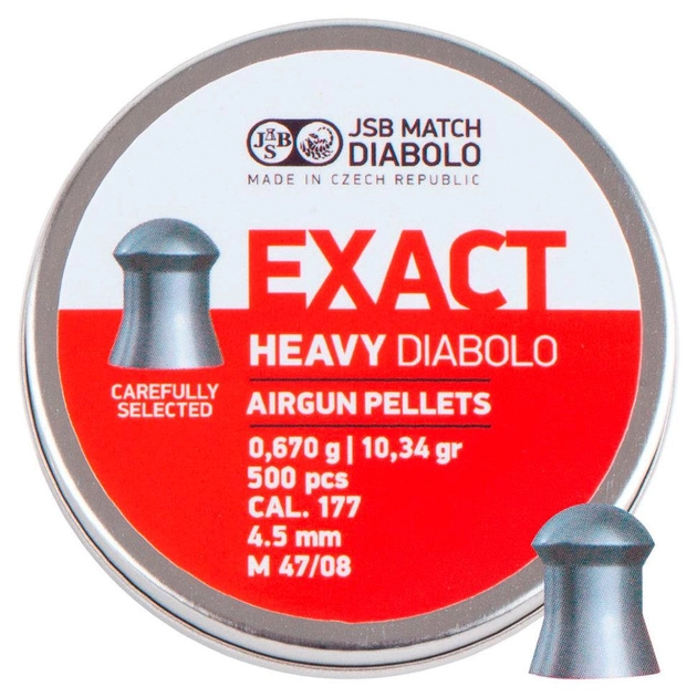 Пули пневматические JSB Diablo Exact Heavy 4,52 мм 0,670 г 500 шт/уп (546267-500) - изображение 1